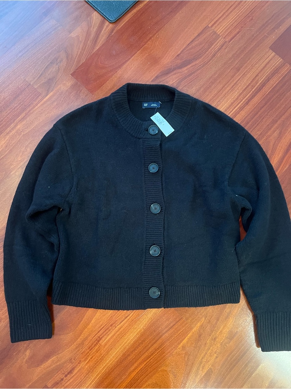 Gap Black Button-Up Crewneck oversized Sweater